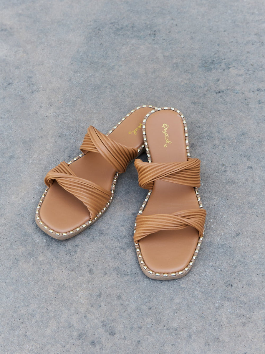 Qupid Summertime Fine Double Strap Twist Sandals - Opulent Empire