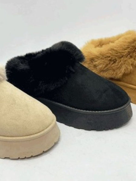 WILD DIVA Faux-Fur Platform Slip On Booties - Opulent Empire