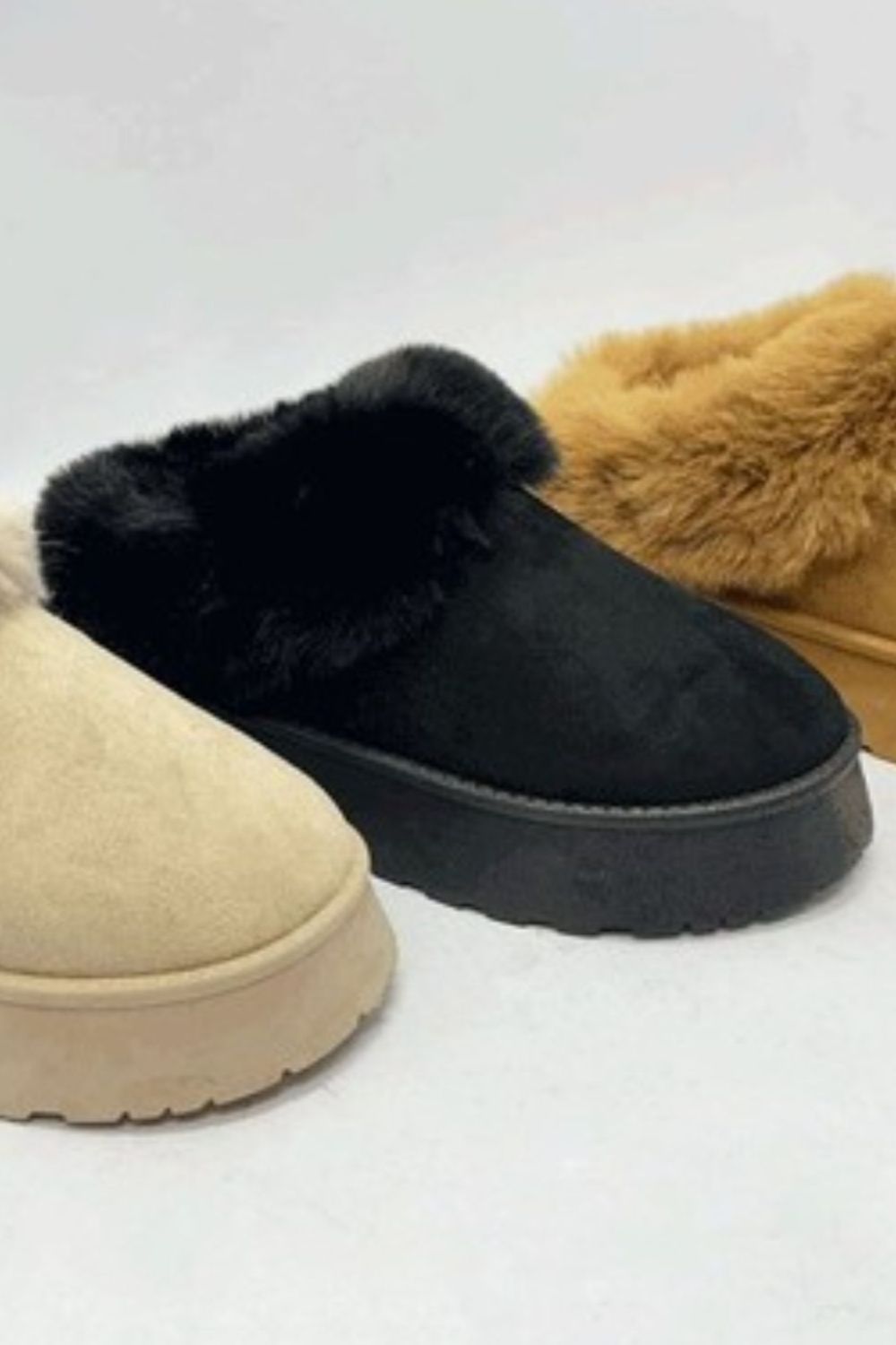 Darcy Beaumont — WILD DIVA Faux-Fur Platform Slip On Booties Black Fashion Footwear, alternate view 3