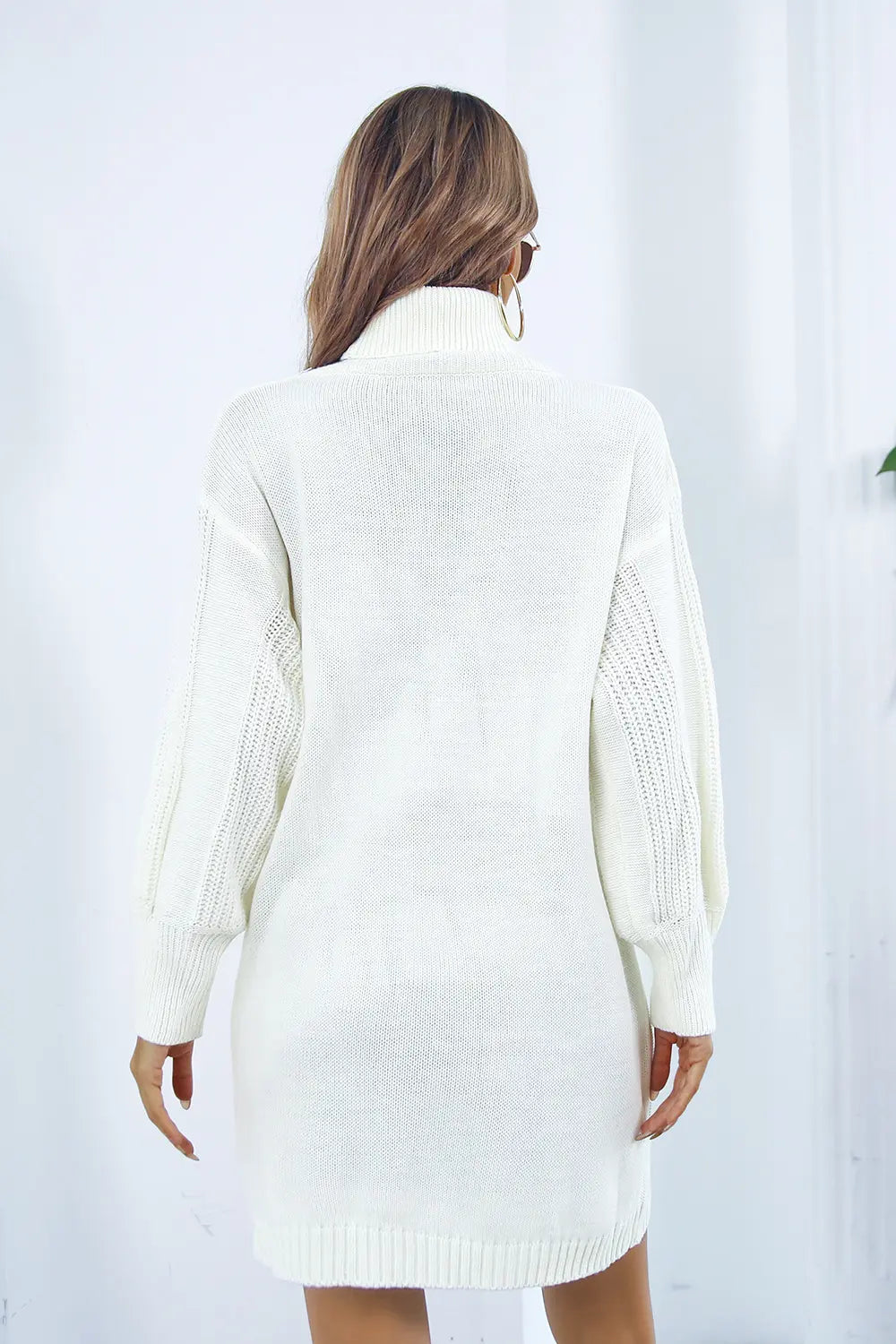 Wren Delacroix — Openwork Turtleneck Long Sleeve Sweater Dress, alternate view 2