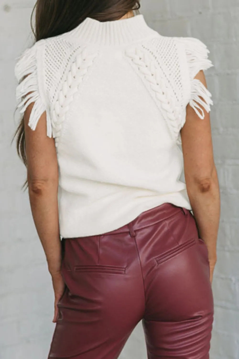 Winter Bellamy — Cable-Knit Mock Neck Sweater Vest, alternate view 2