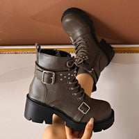 Ellis Marino — Round Toe Block Heels Boots Fashion Footwear, alternate view 8