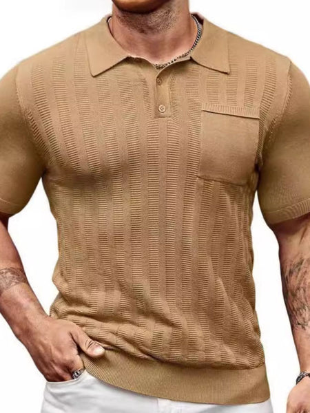 Men's Full Size Textured Short Sleeve Polo Plus Size - Opulent Empire