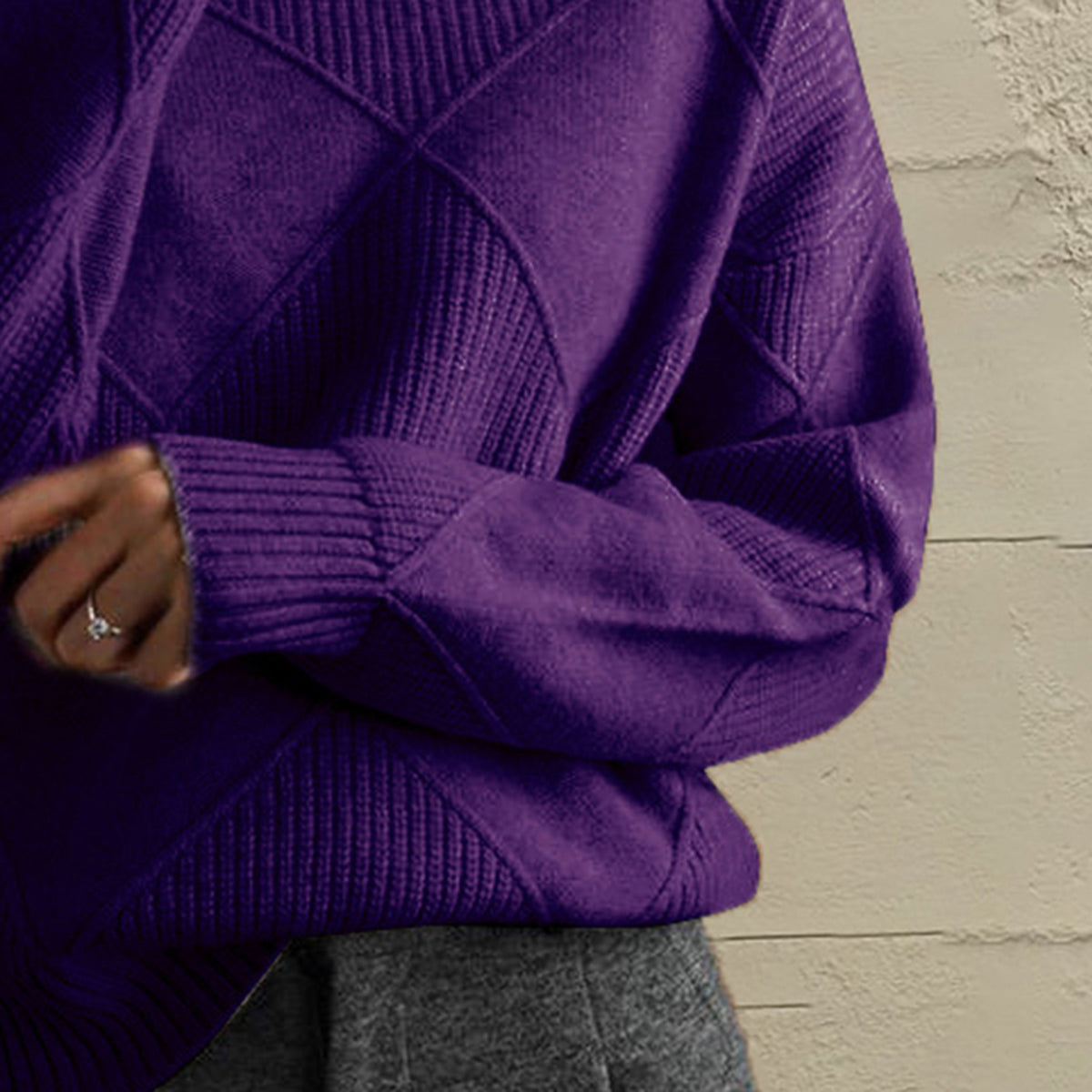Emery Rivière — Geometric Turtleneck Long Sleeve Sweater, alternate view 23