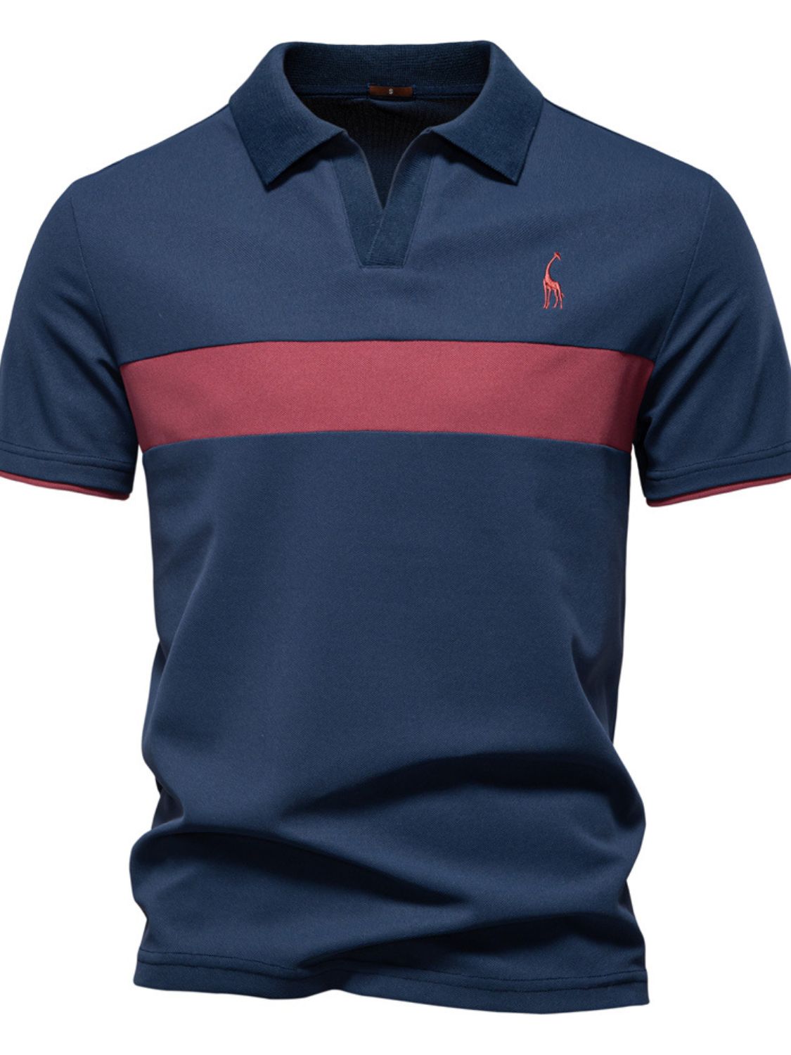 Thierry — Men's Giraffe Embroidered Collared Neck Contrast Polo, alternate view 6