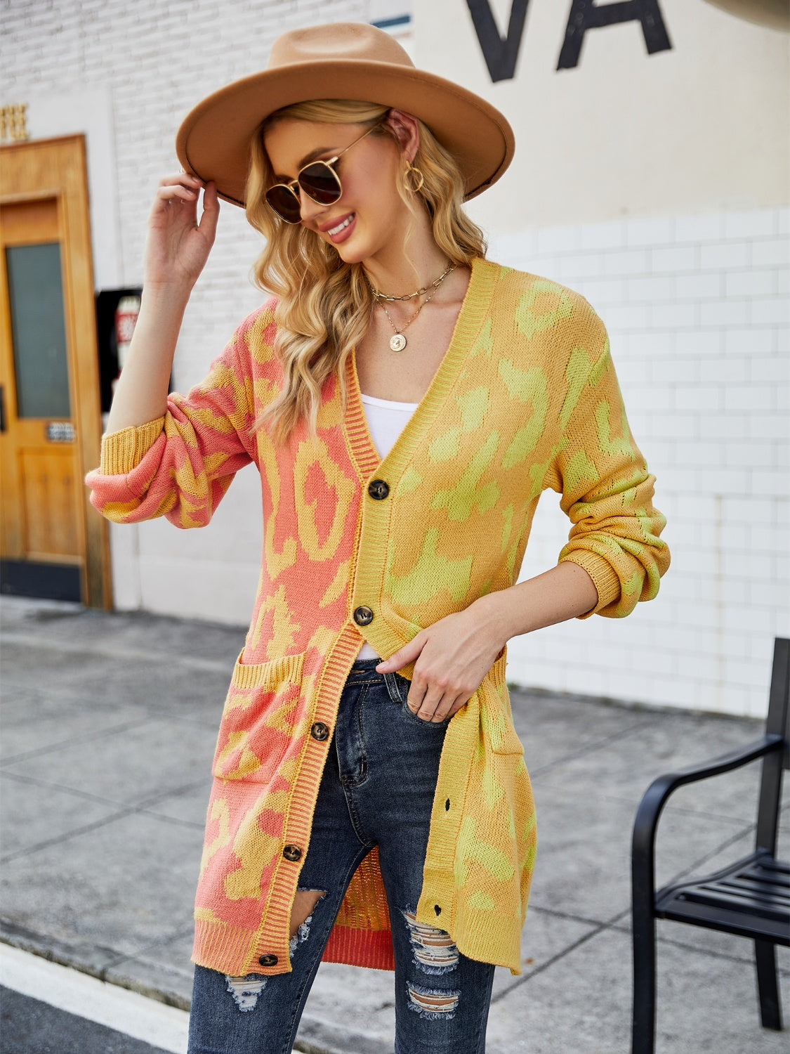 Indigo Rivière — Angel Wings Leopard Button Down Longline Cardigan, alternate view 7