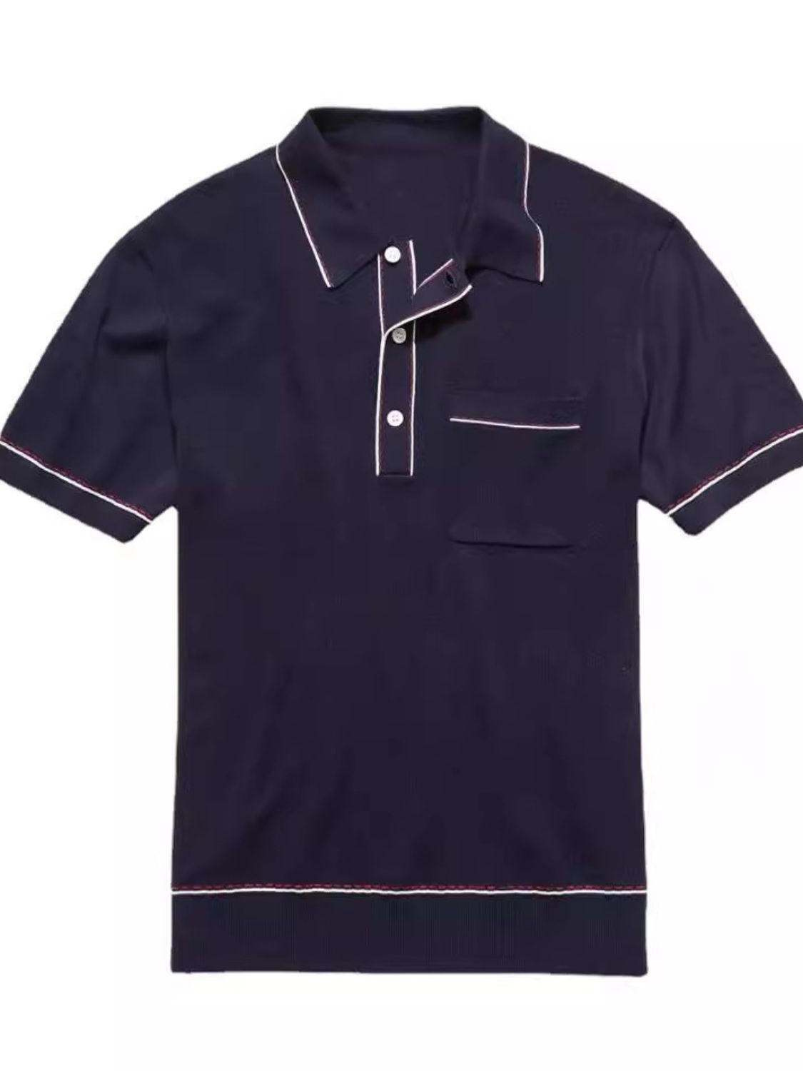 Stefan — Men's Plus Size Button Detail Short Sleeve Polo Navy Men's Tailored Shorts, alternate view 4