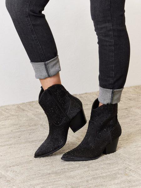 East Lion Corp Rhinestone Ankle Cowboy Boots - Opulent Empire