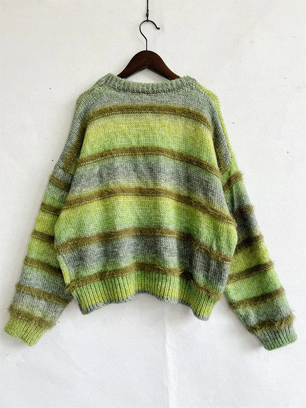 True Rivière — Striped Round Neck Long Sleeve Sweater, alternate view 12