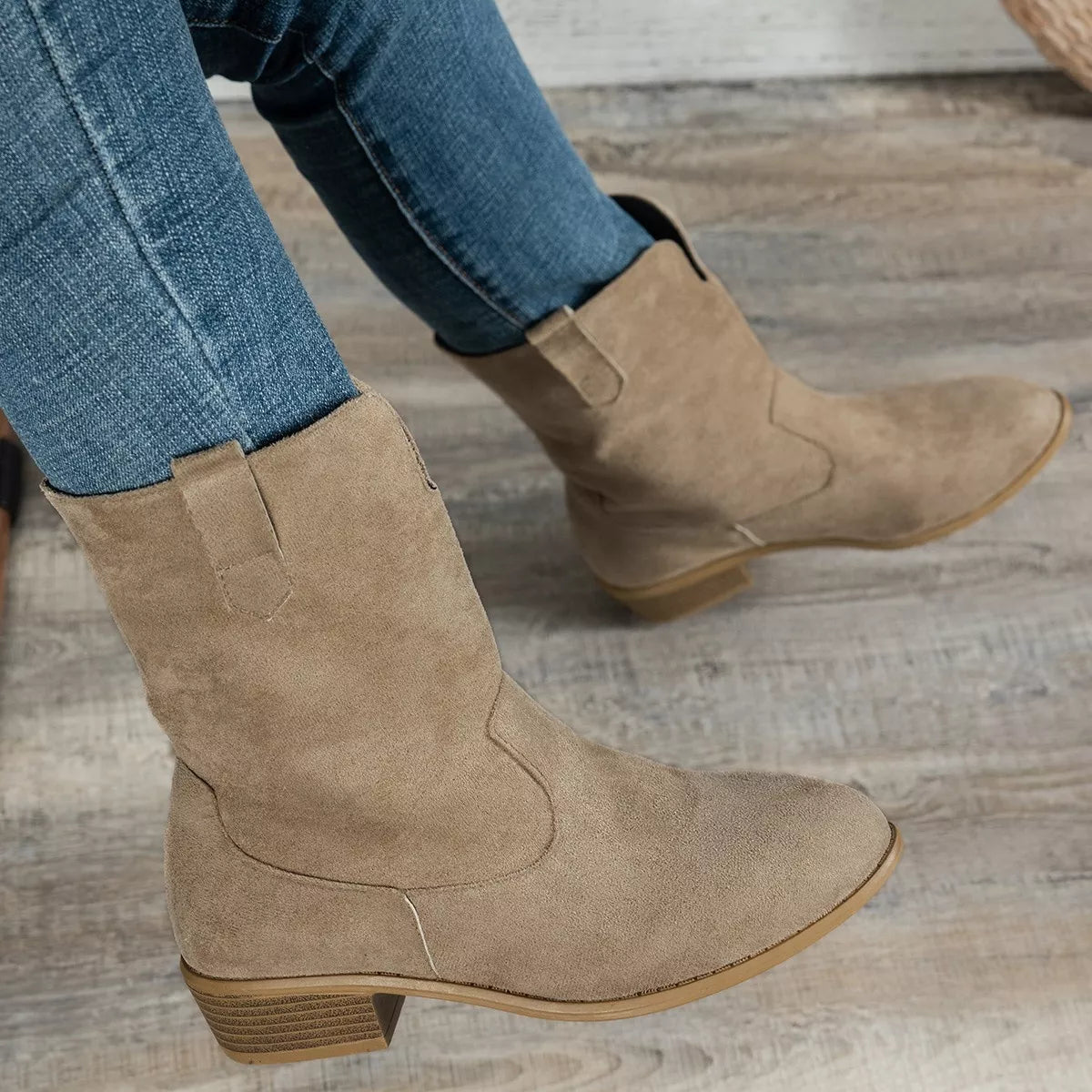 Lior Marino — Suede Block Heel Western Boots, alternate view 10