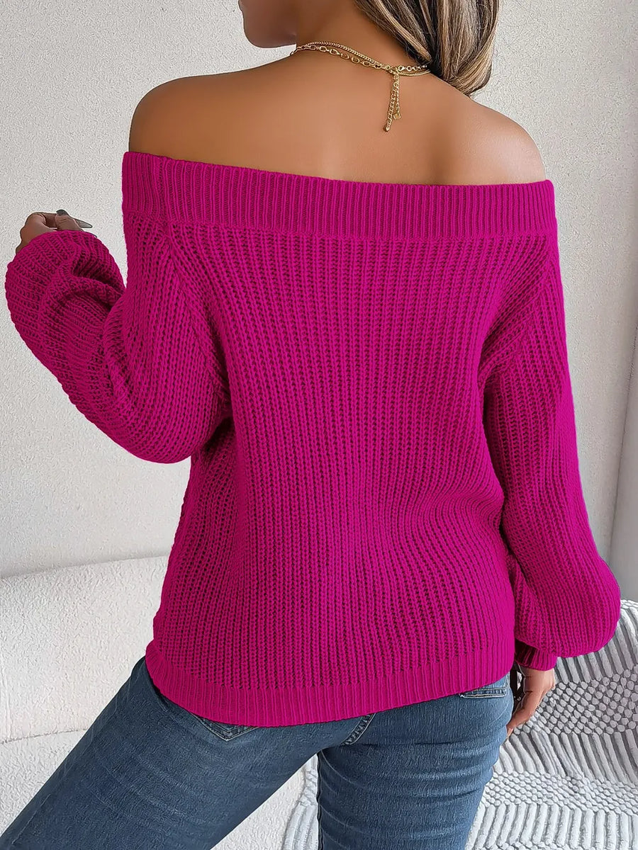 True Fontaine — Openwork Off-Shoulder Long Sleeve Sweater, alternate view 2
