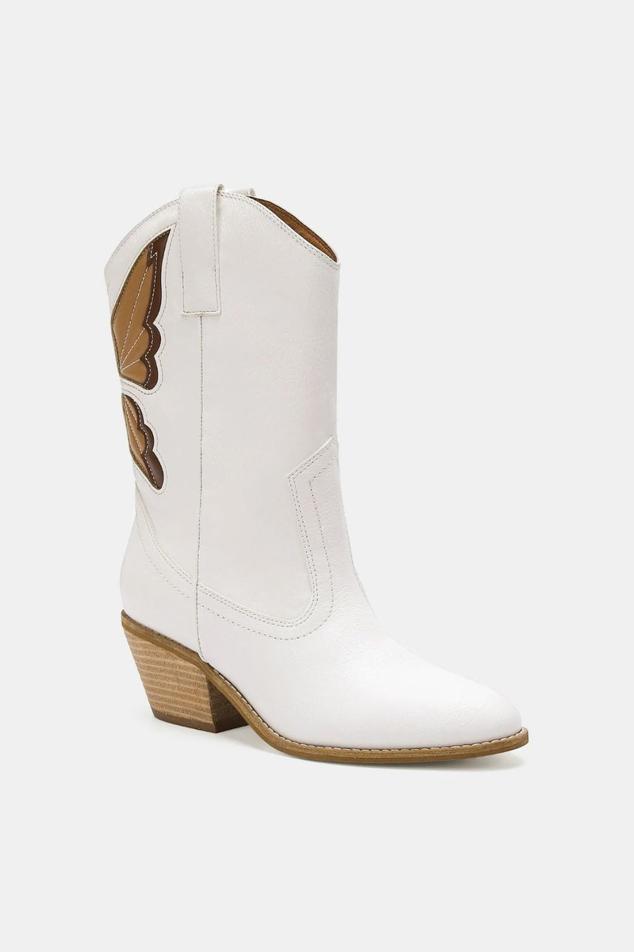 Nova Beaumont — Beast Fashion Butterfly Cut Detail Point Toe Boots White Fashion Footwear, alternate view 2