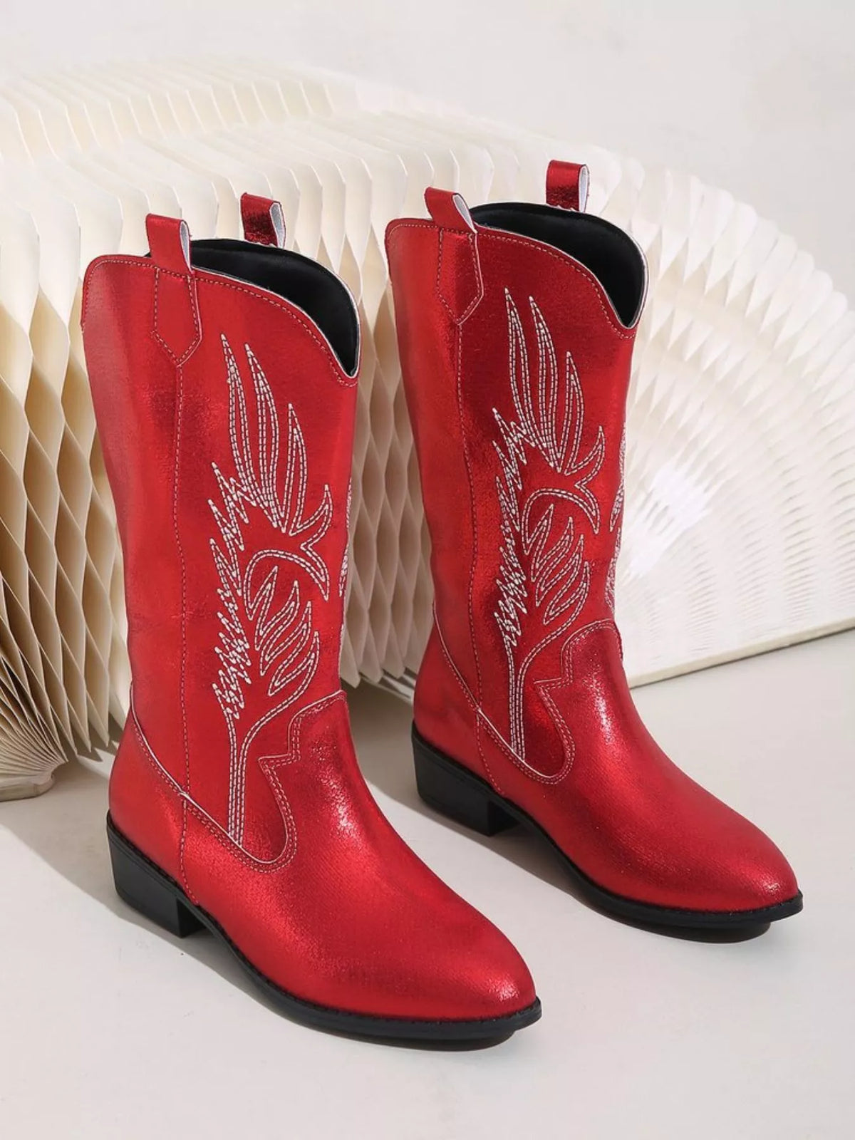 Sasha Venturi — Embroidered Block Heels Boots Fashion Footwear, alternate view 12