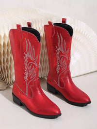 Sasha Venturi — Embroidered Block Heels Boots Fashion Footwear, alternate view 12