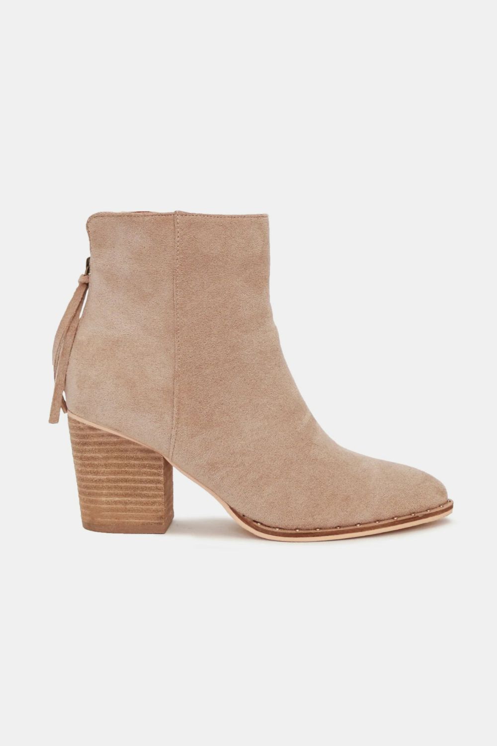 Onyx Montclair — Beast Fashion Suede Point Toe Ankle Booties Taupe Fashion Footwear
