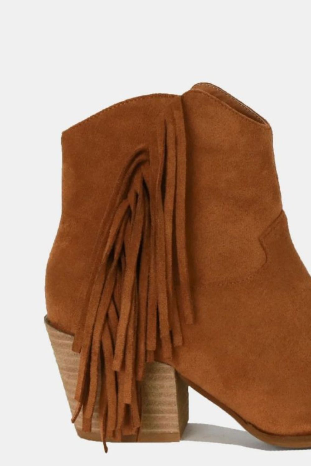 Lake Laurent — Beast Fashion Suede Fringe Point Toe Ankle Boots Caramel Fashion Footwear, alternate view 3