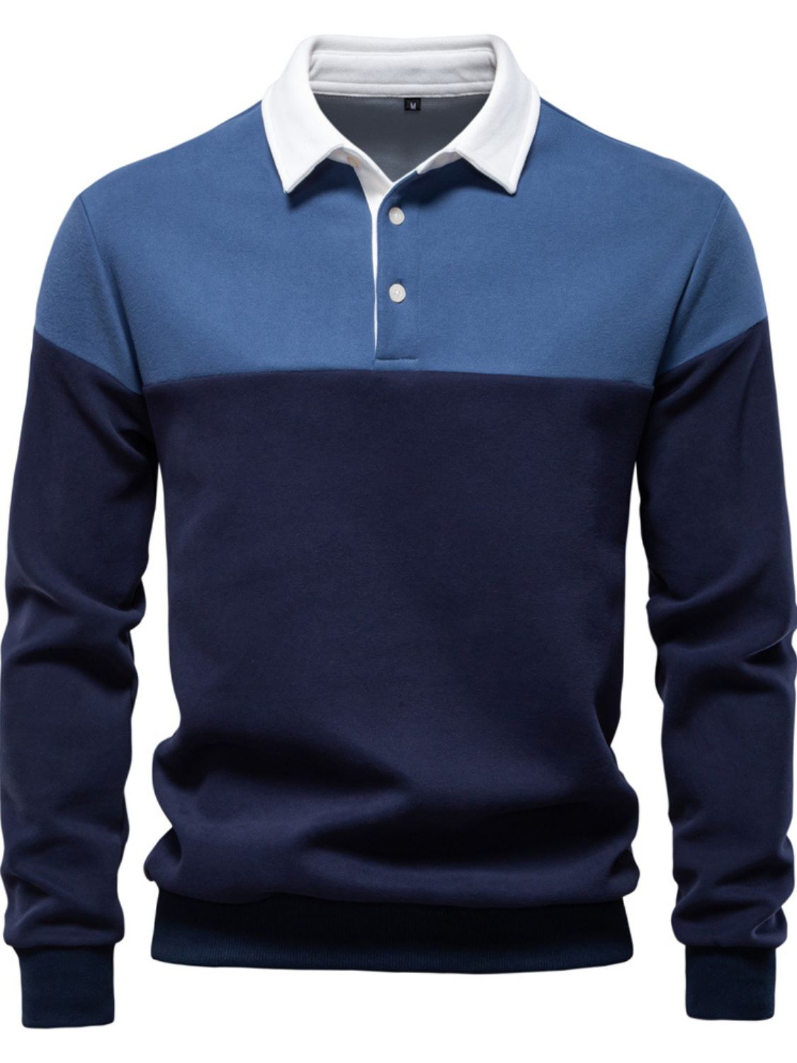 Silas — Men's Collared Neck Contrast Long Sleeve Polo, alternate view 6
