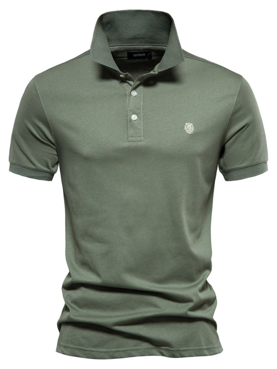 Men's Embroidered Collared Short Sleeve Polo - Opulent Empire
