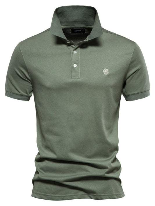 Men's Embroidered Collared Short Sleeve Polo - Opulent Empire