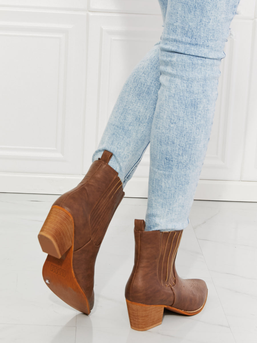 MMShoes Love the Journey Stacked Heel Chelsea Boot in Chestnut - Opulent Empire