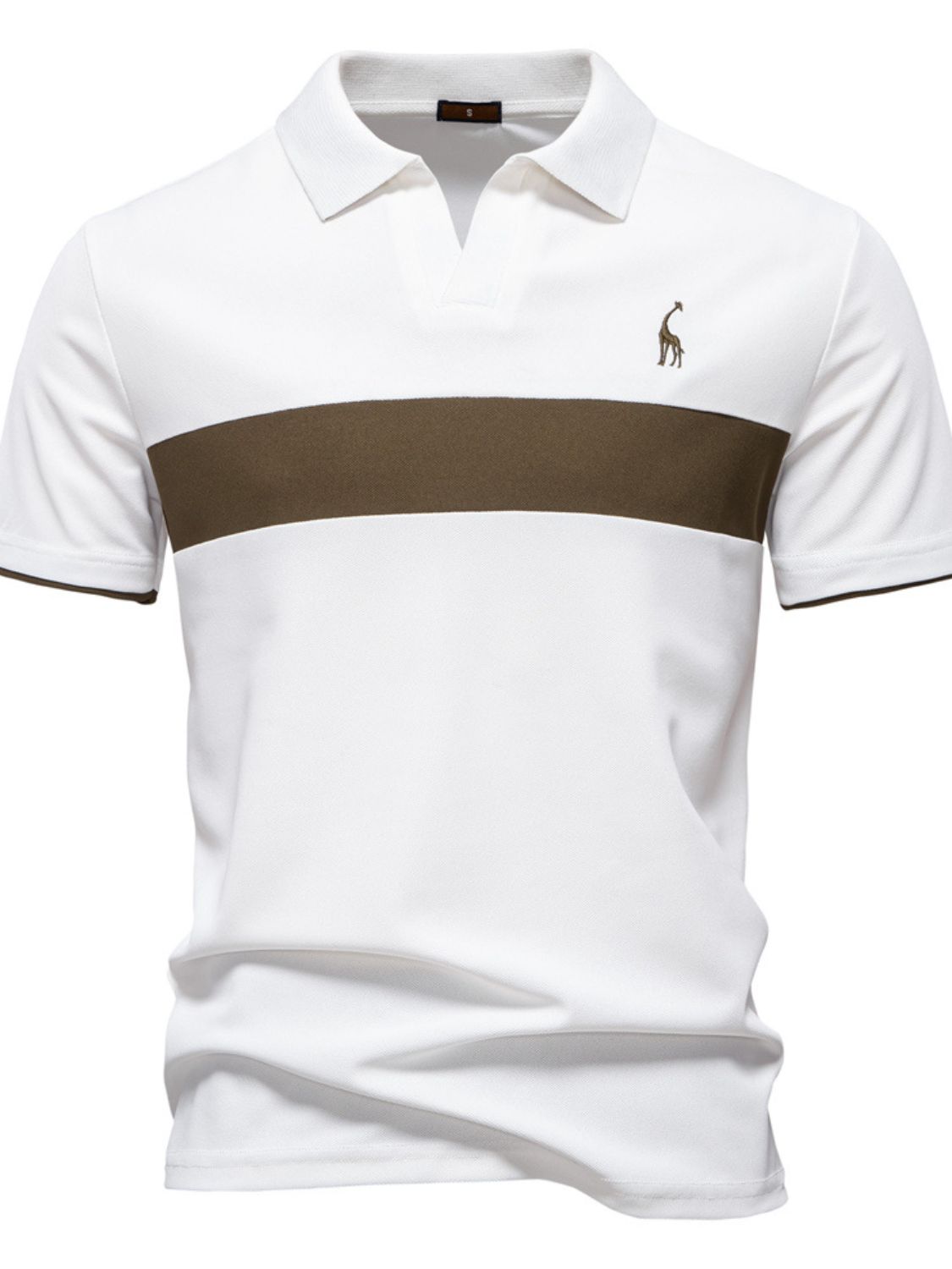 Thierry — Men's Giraffe Embroidered Collared Neck Contrast Polo