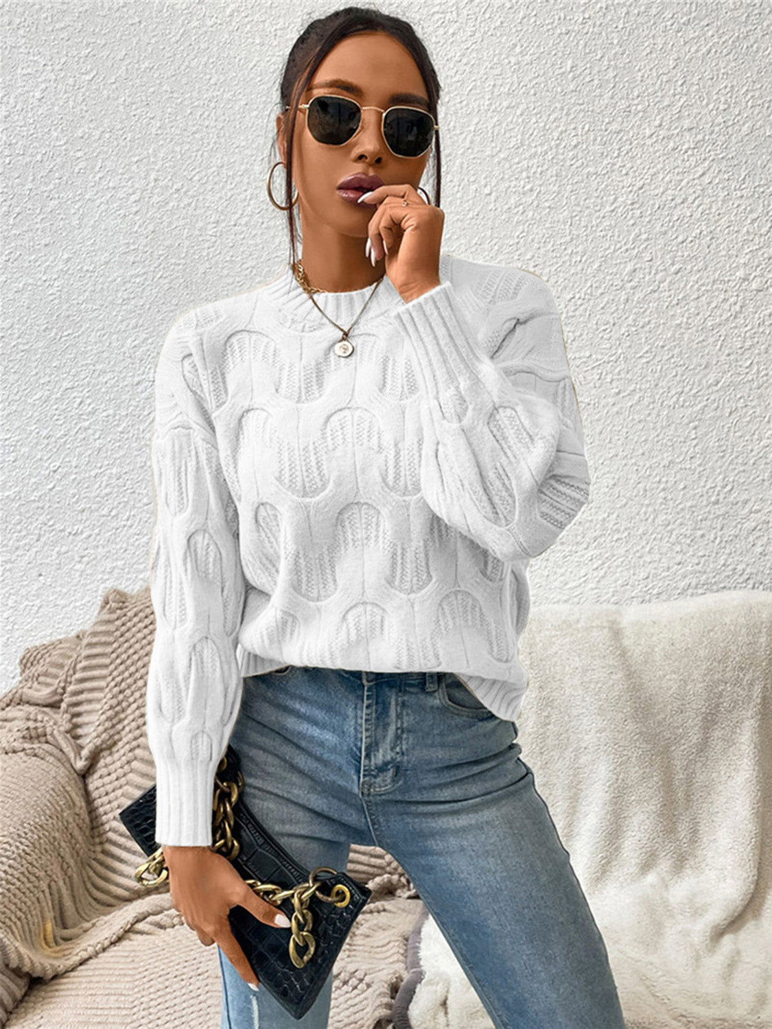 Monroe Delacroix — Round Neck Long Sleeve Sweater, alternate view 14