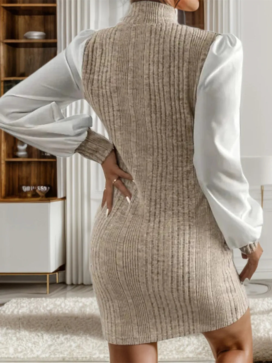 Nova Rivière — Ribbed Contrast Long Sleeve Sweater Dress, alternate view 2