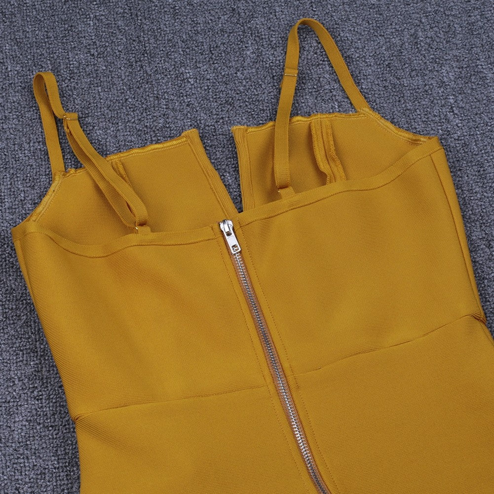 Strappy Sleeveless Frill Over Knee Bandage Dress