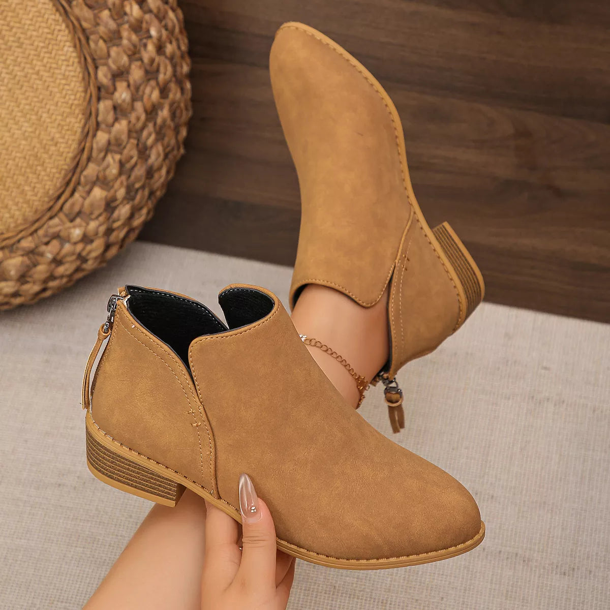 Indigo Marino — Point Toe Block Heels Boots Fashion Footwear, alternate view 5