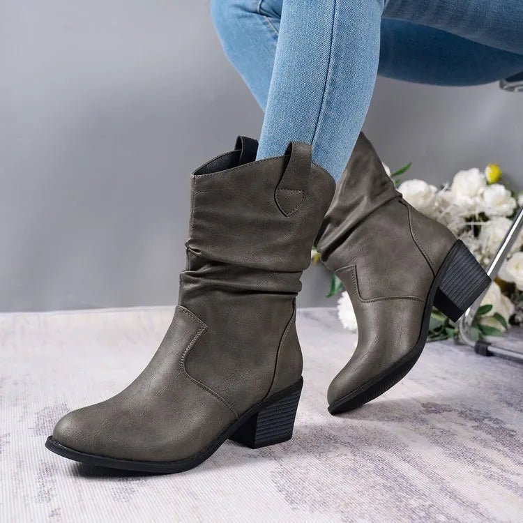 Ocean Marino — Point Toe Block Heels Boots Fashion Footwear, alternate view 5