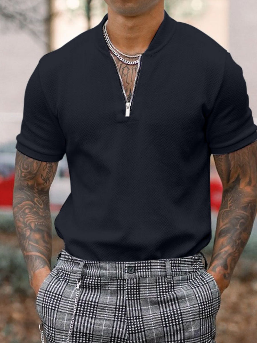 Ignatius — Men's Full Size Baseball Collar Solid Polo Plus Size