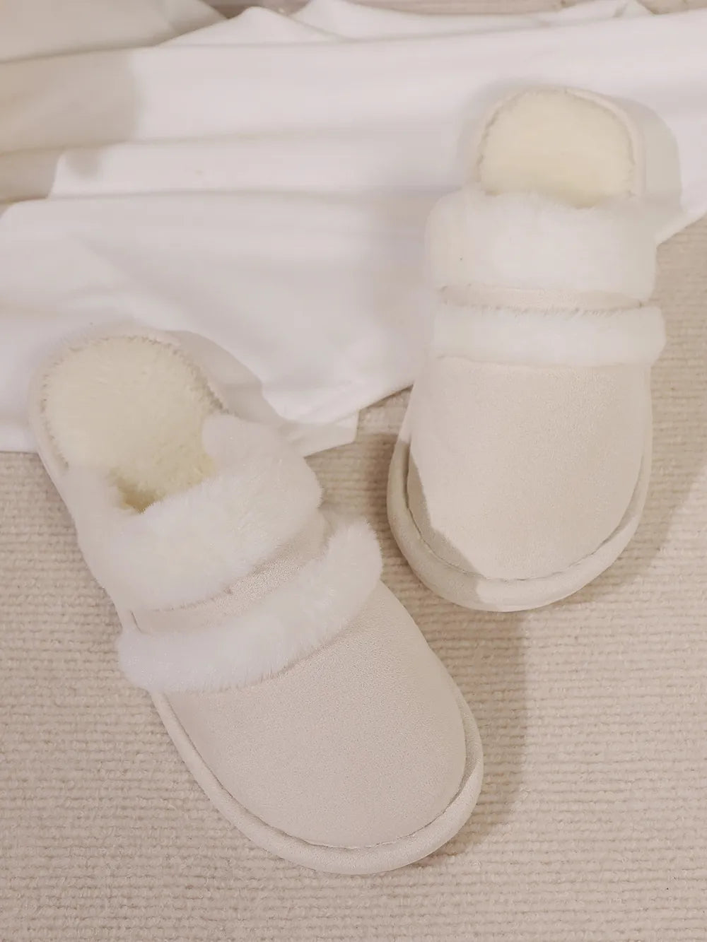 Jules Allegra — Contrast Faux Fur Round Toe Slippers Fashion Footwear, alternate view 12