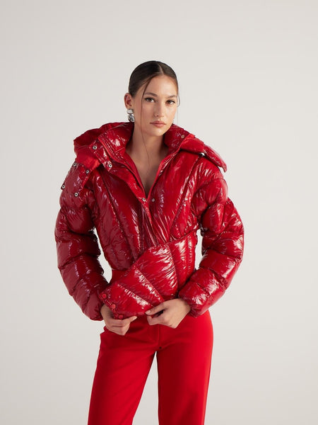 Aida Red Puffer Hooded Jacket