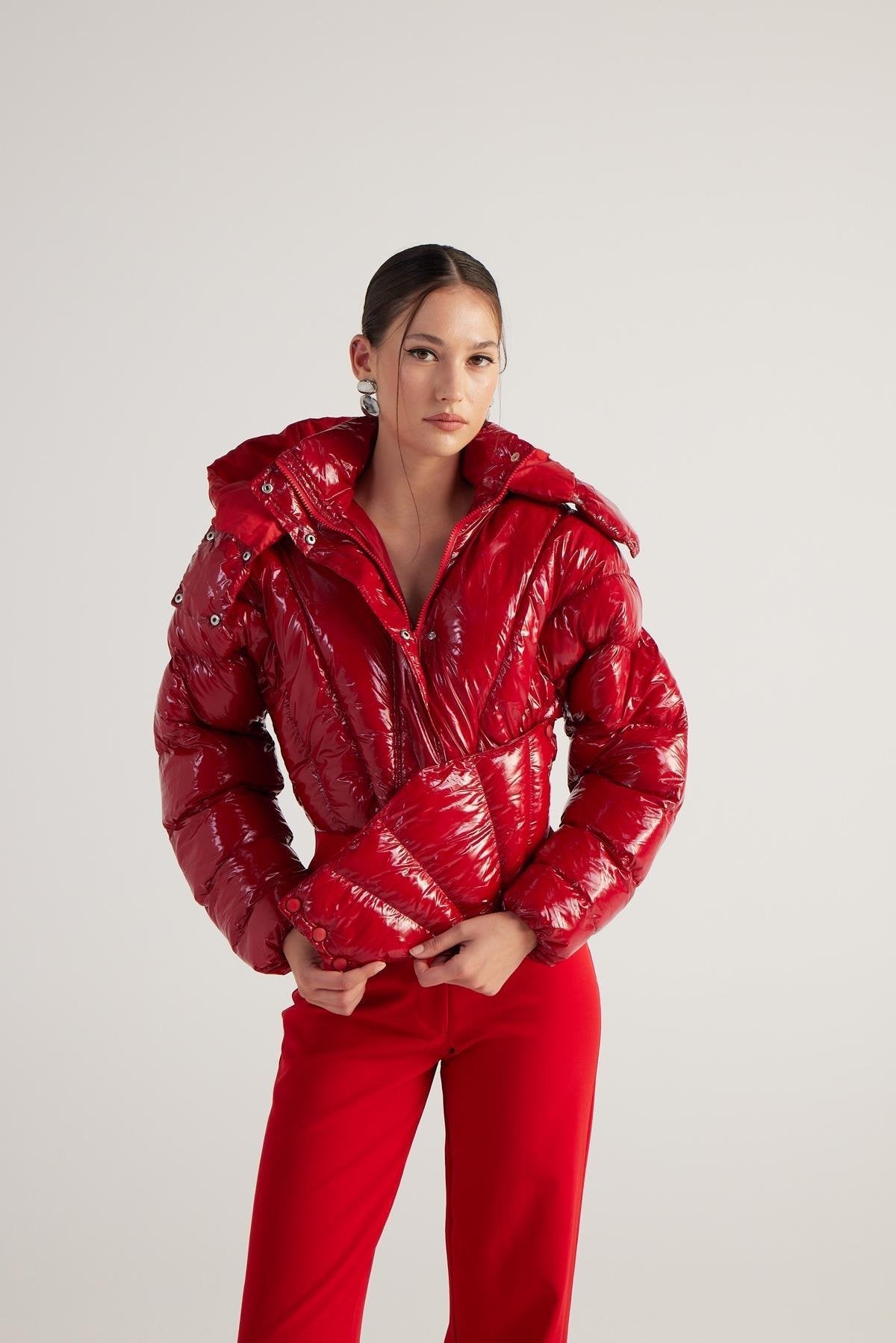 Aida — Red Puffer Hooded Jacket, alternate view 4