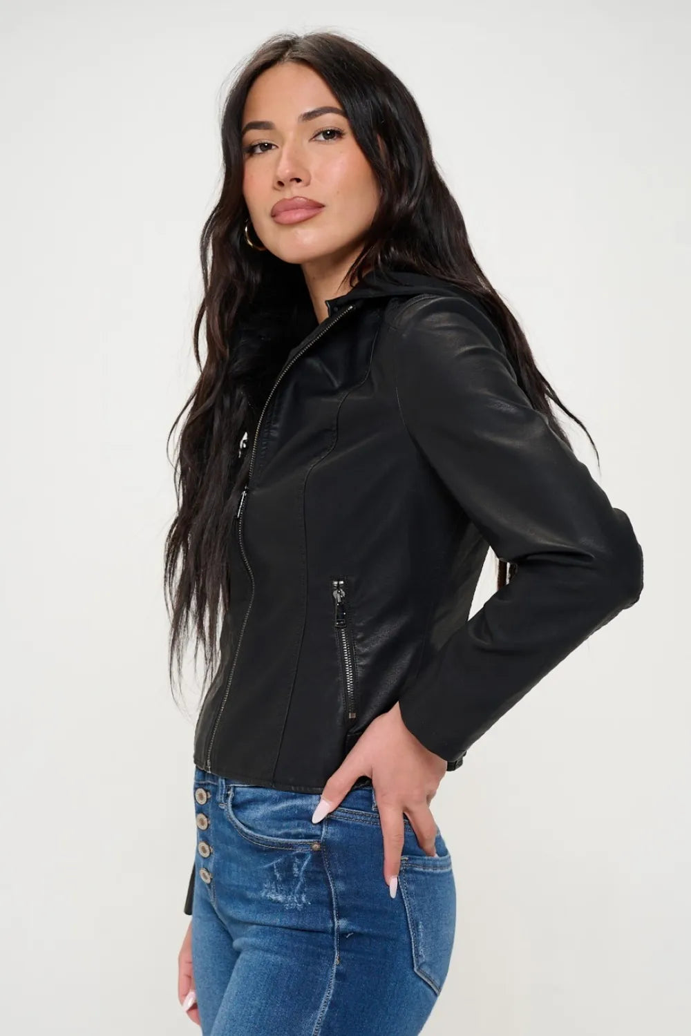 Winter Saint-Clair — Coalition LA Zip Up Hooded Jacket, alternate view 3