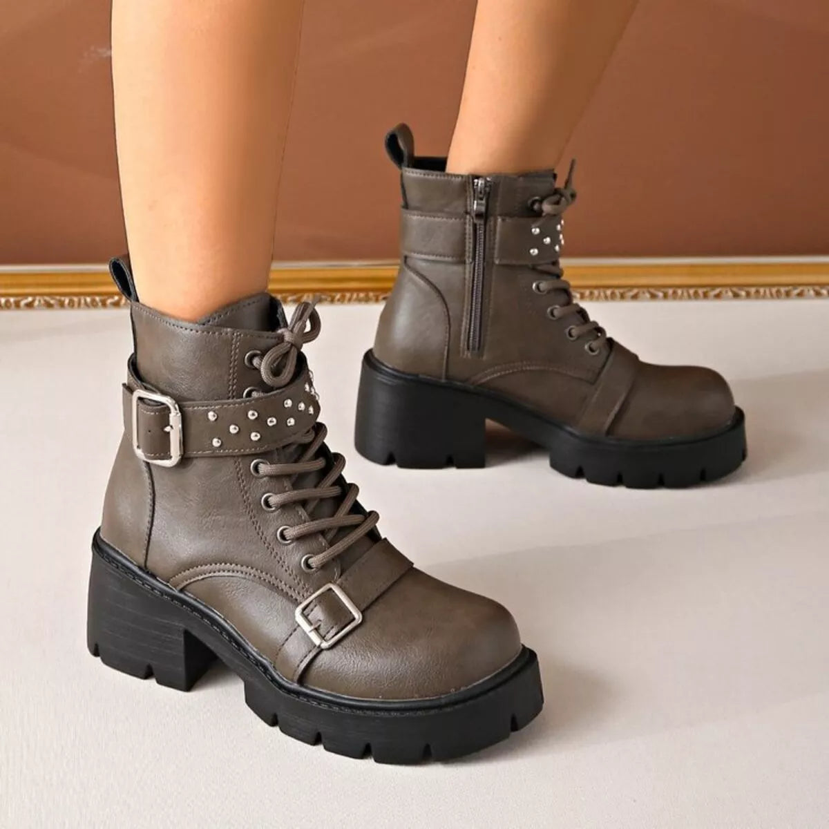 Ellis Marino — Round Toe Block Heels Boots Fashion Footwear, alternate view 7