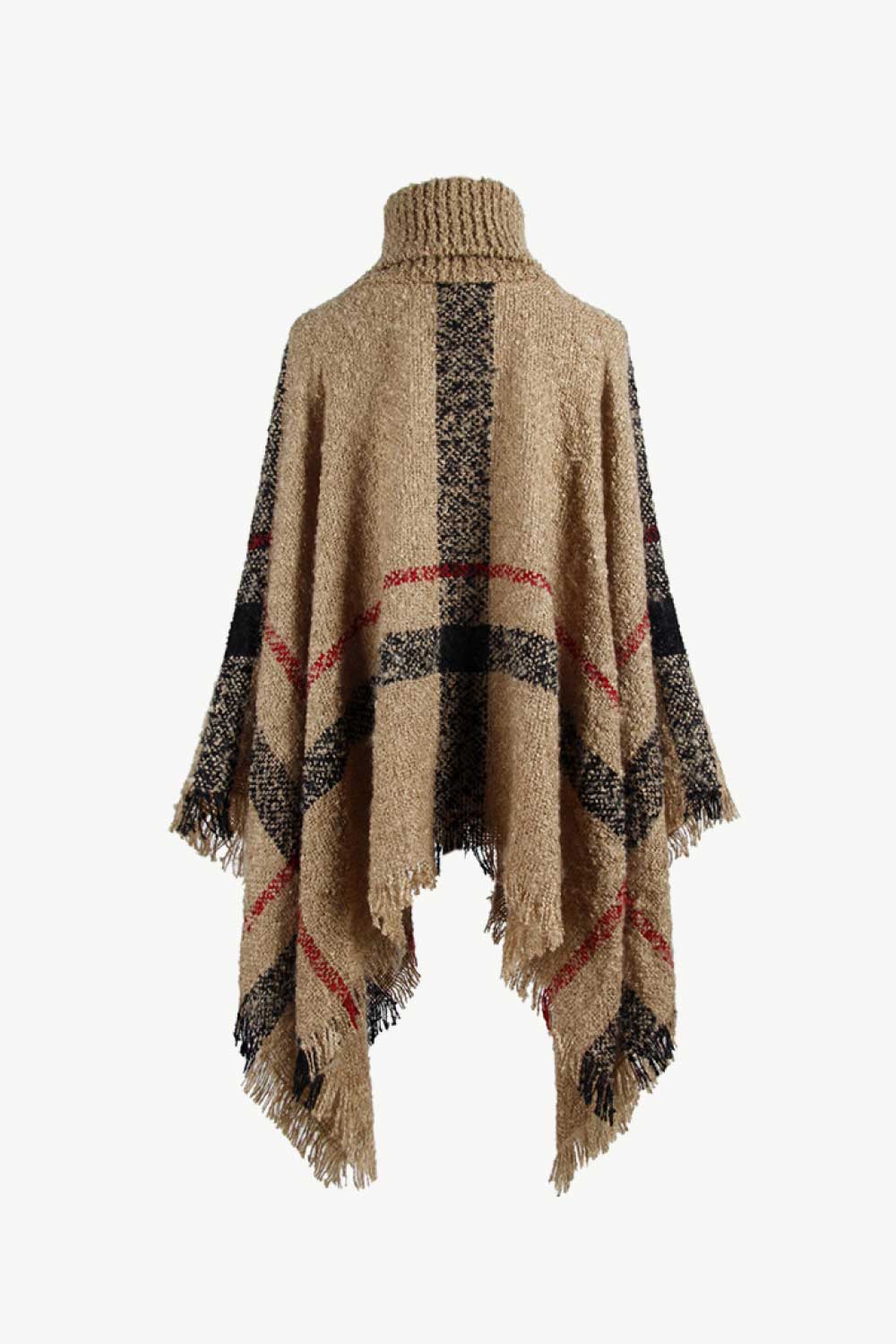 Sasha Versailles — Plaid Turtleneck Raw Hem Poncho, alternate view 17