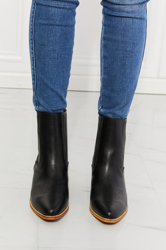 MMShoes Love the Journey Stacked Heel Chelsea Boot in Black - Opulent Empire