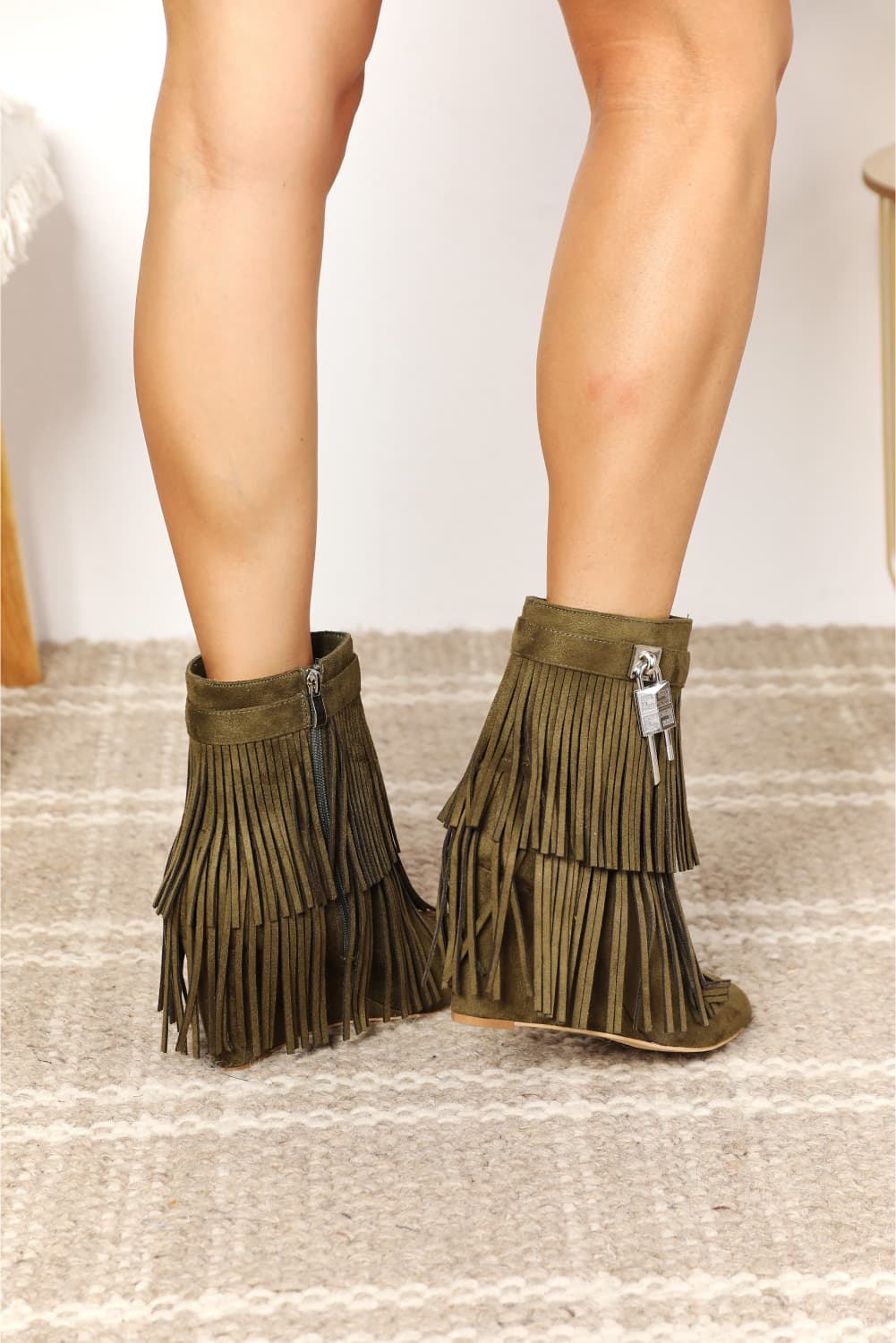 Florence Montclair — Legend Women's Tassel Wedge Heel Ankle Booties, alternate view 5