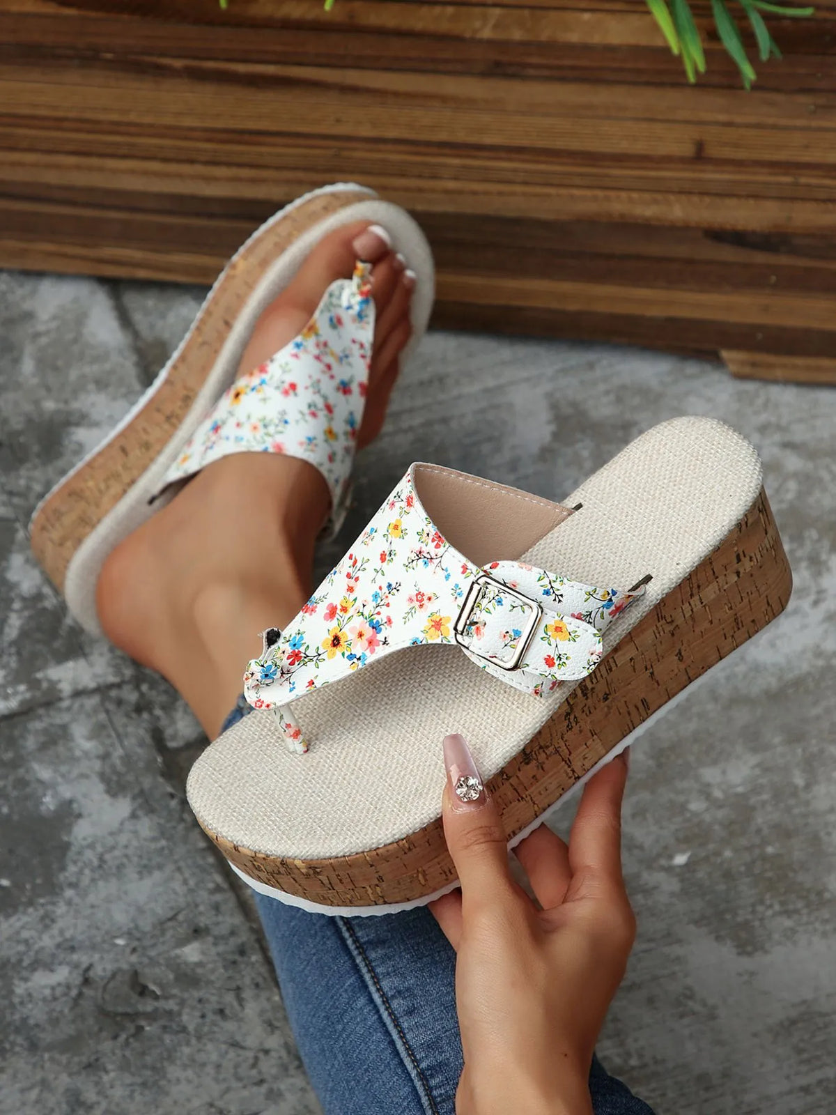 Jules Marino — Floral Print Wedge Platform Sandals Fashion Footwear, alternate view 6