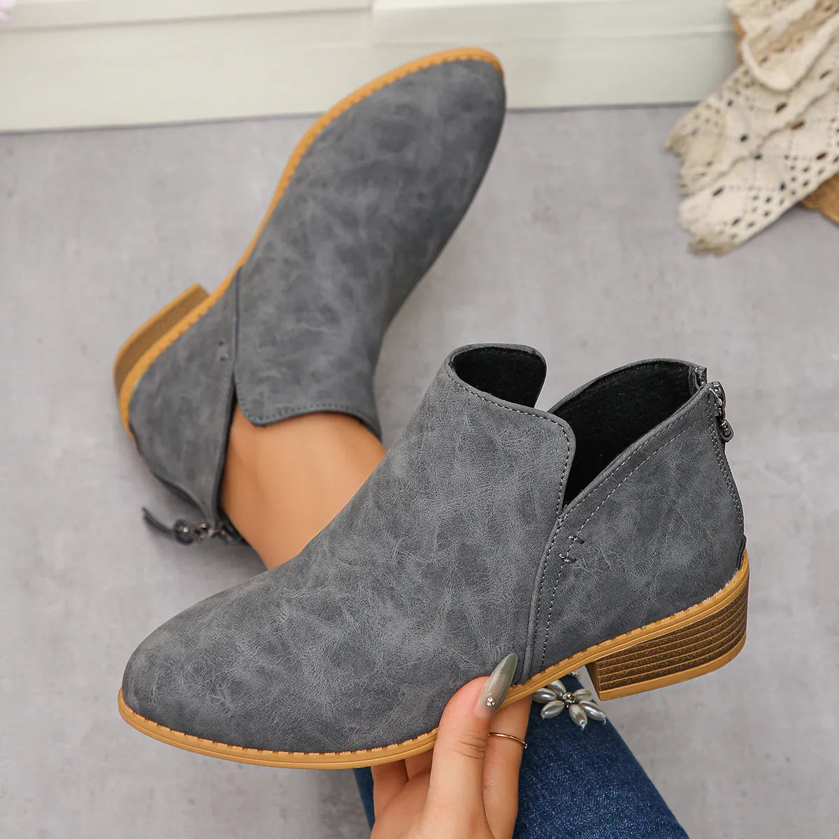 Sage Venturi — Classic Block Heel Ankle Boots, alternate view 12