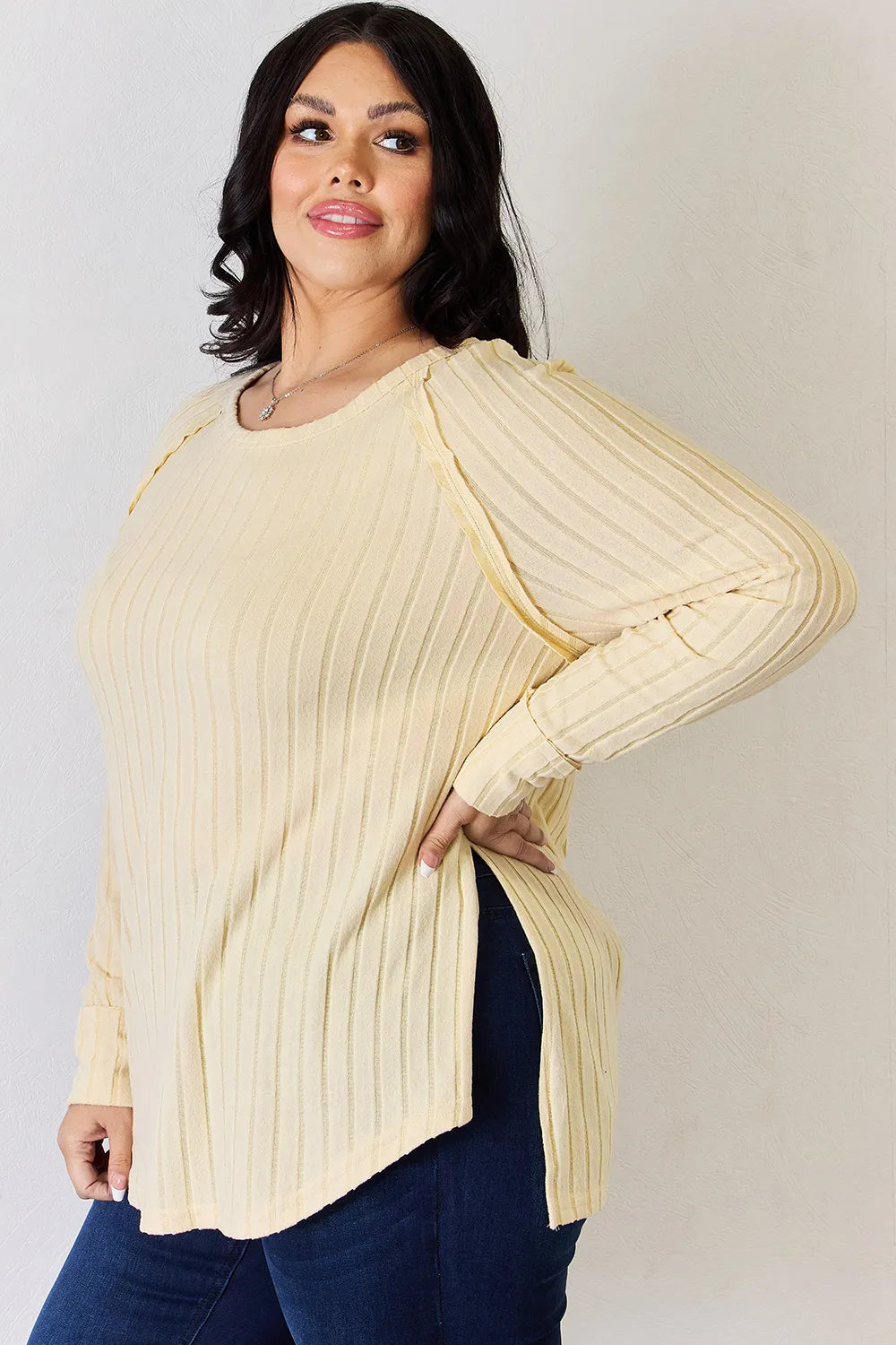 Cove Bellamy — Basic Bae Full Size Ribbed Round Neck Slit T-Shirt, alternate view 28
