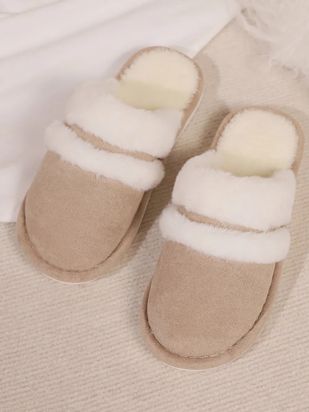 Jules Allegra — Contrast Faux Fur Round Toe Slippers Fashion Footwear, alternate view 5