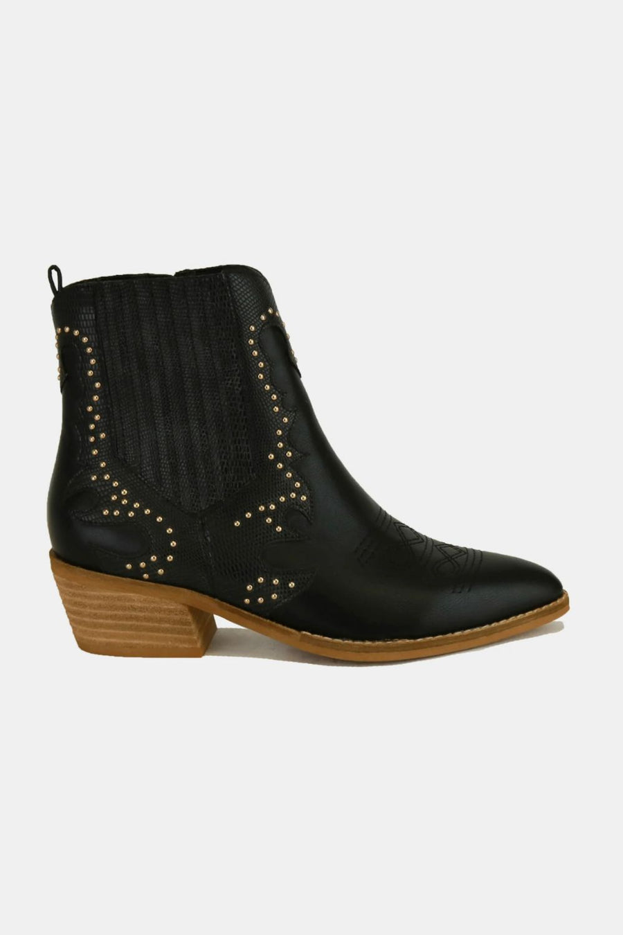 Sol Laurent — Beast Fashion Studded Detail Point Toe Boots Black Fashion Footwear, alternate view 2
