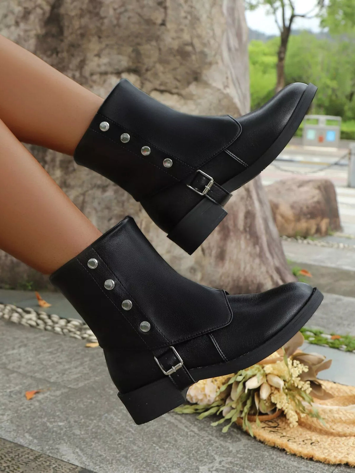Lior Fiorenza — Buckle Block Heels Boots Fashion Footwear
