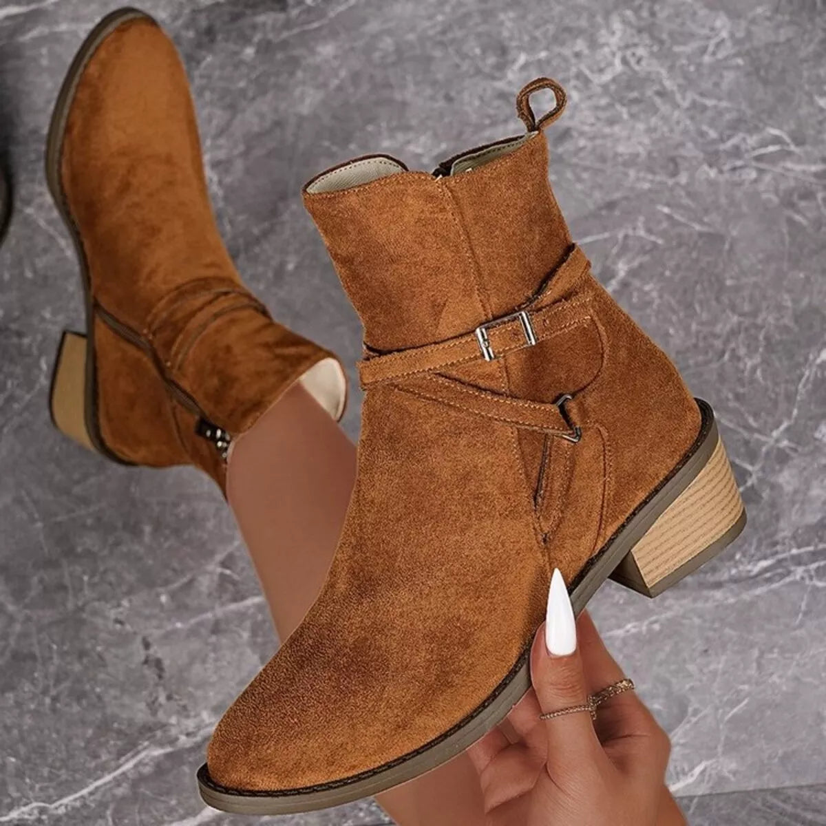 Paris Fiorenza — Side Zip Block Heels Boots Fashion Footwear, alternate view 9