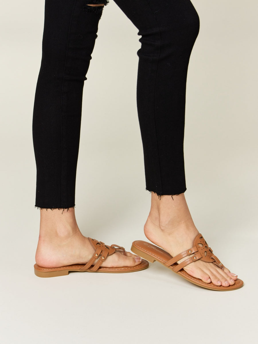 Forever Link Cutout PU Leather Open Toe Sandals - Opulent Empire