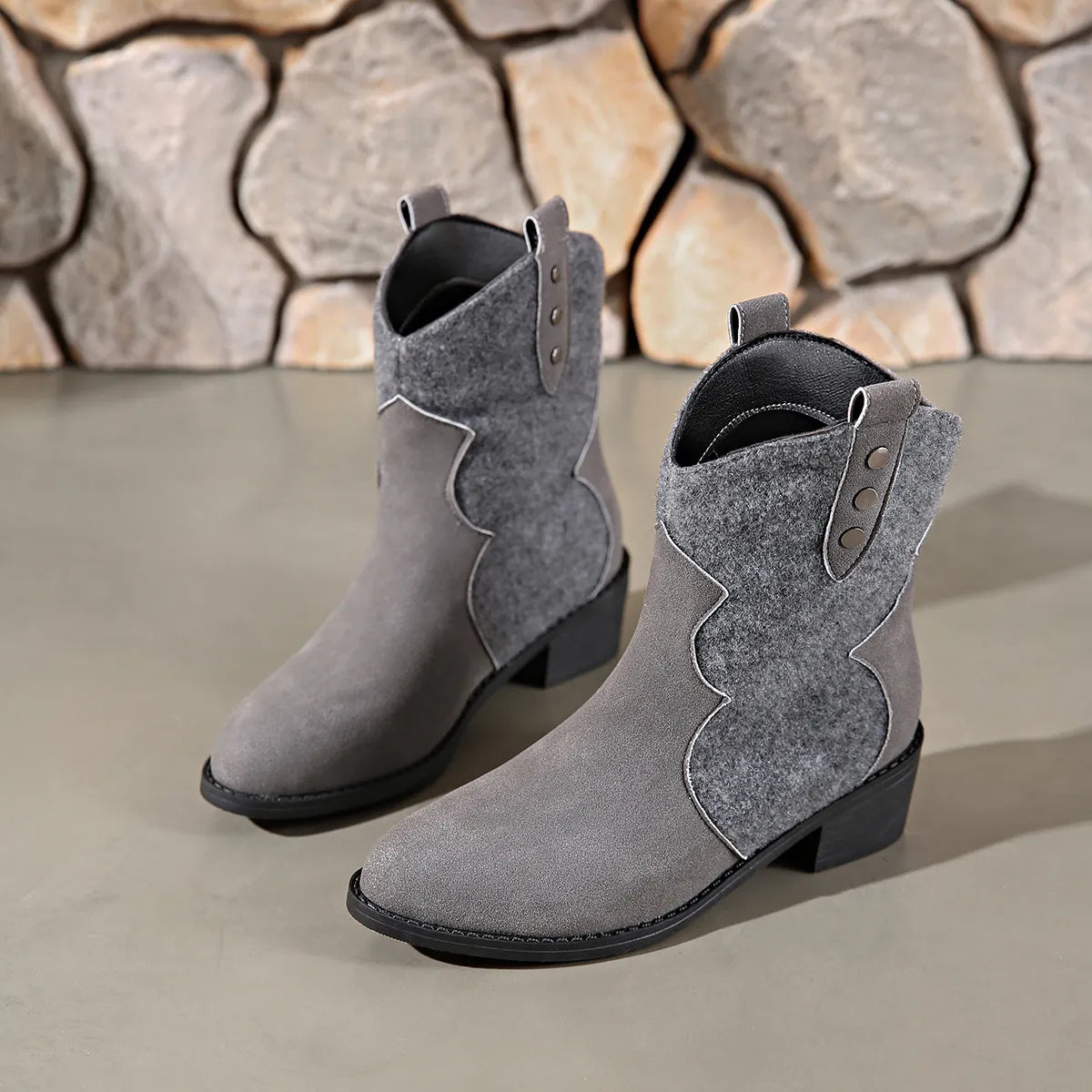 Bellamy Saint-Clair — Round Toe Block Heels Boots Fashion Footwear, alternate view 13