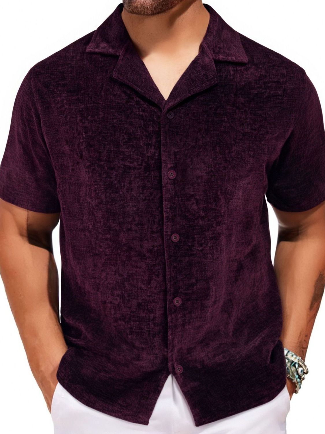 Bastien — Men's Plus Size Button Down Short Sleeve Shirt, alternate view 2