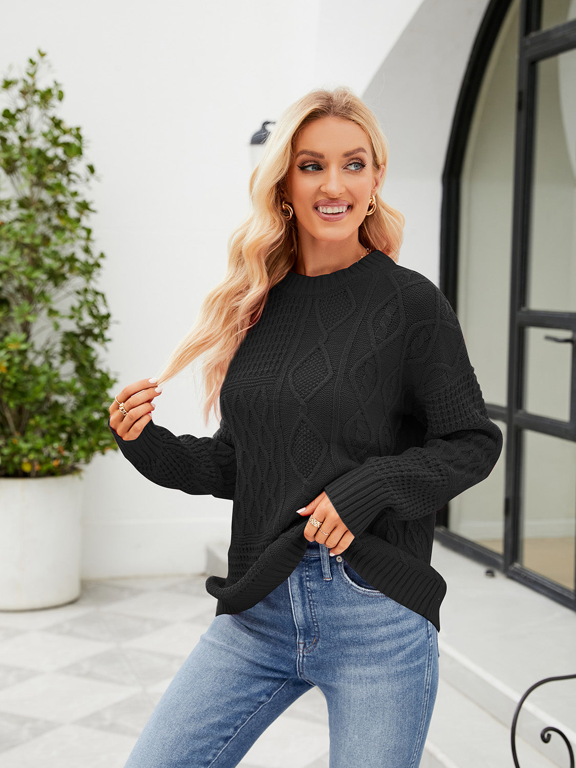 Jules Valmont — Round Neck Dropped Shoulder Sweater, alternate view 9